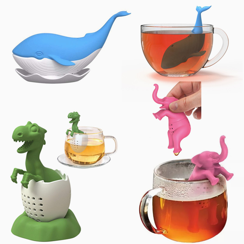 Nettle Leaf Tea - ティーインフューザー シリコーン ティーストレーナー 紅茶フィルター かわいい恐竜 象とクジラ