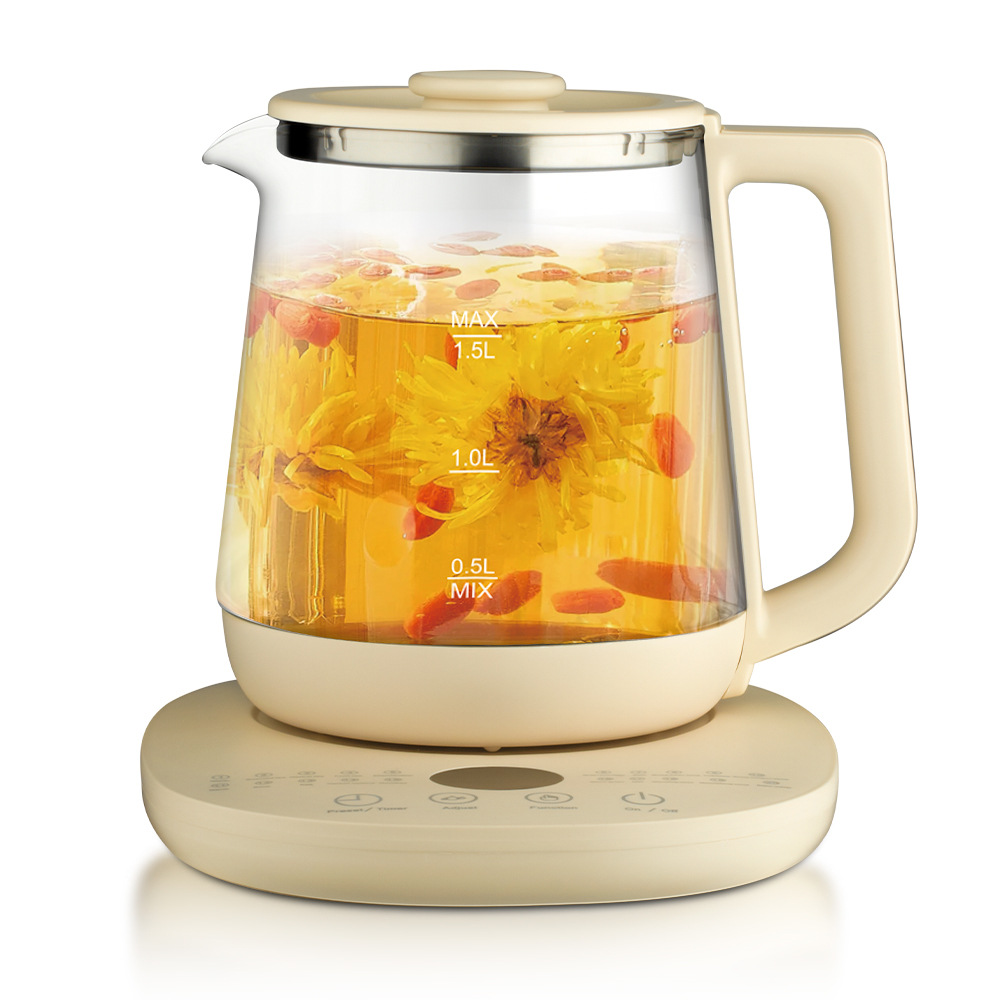 Herbal Tea For Wellness - 電気ガラス製健康ポット,自動インテリジェントケトル,多機能コーヒーポット,1.5l,キッチン家電