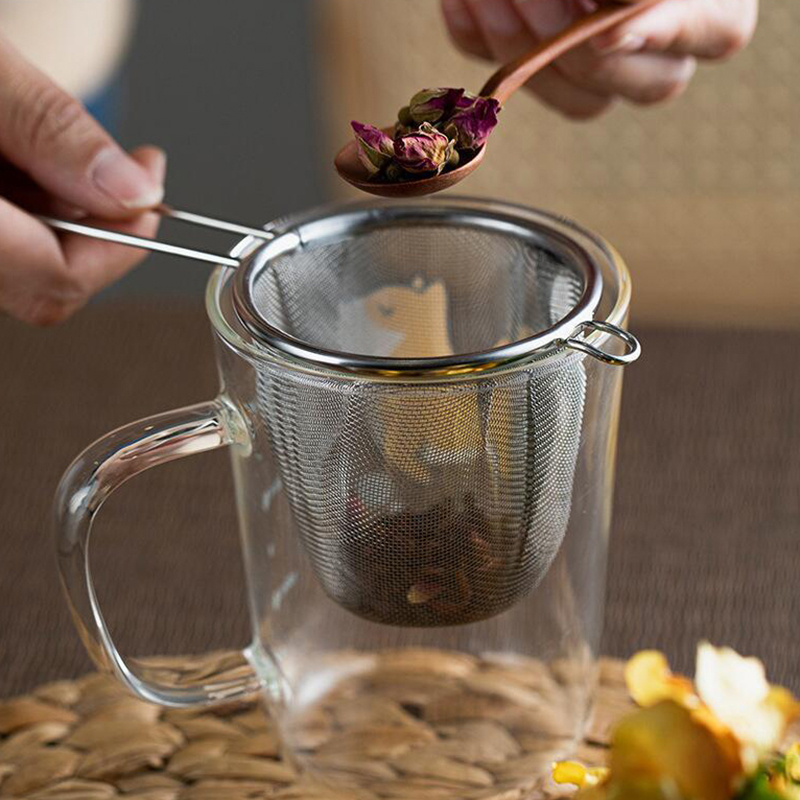 Herbal Tea For Wellness - ステンレス製茶こし 再利用可能 茶漏れ防止フィルター ティーポットストレーナー 片耳型 コーヒー