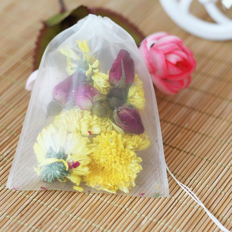 Herbal Tea For Wellness - 50 ピース/ロット空のティーバッグナイロン素材のティーバッグ文字列ヒールシールフィルターバッグハーブルースティー用 5 サイズ
