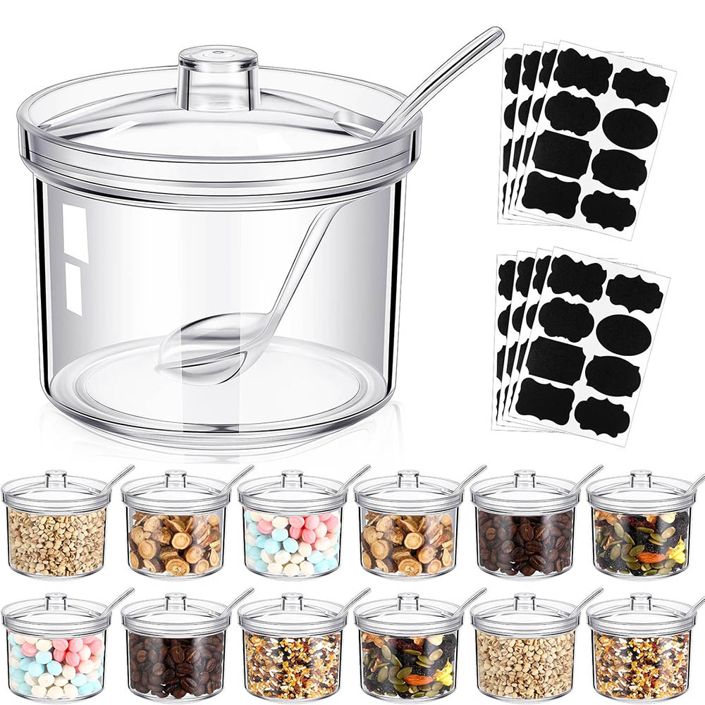 Herbal Tea For Wellness - アクリル製砂糖容器/透明な砂糖ホルダーディスペンサー、蓋付き塩入れ、調味料、キャンディー、コーヒー、紅茶、スパイス、ハーブ用