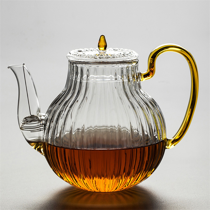 700mlストライプ柄ガラスティーポット、フィルター付き耐熱 - Nettle Leaf Tea のレビューと価格